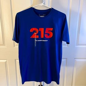 Under Armour Philadelphia 215 Area Code Blue and Red Tee Shirt Mens Sz Small NWT